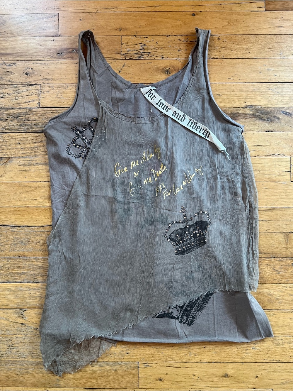 New Women's Taupe Crown-Embellished Tank Top
